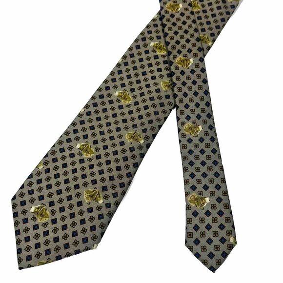 ETRO Taupe Brown Blue Gold Novelty Dog Golden Retriever Neck Tie 58" - Picture 1 of 8